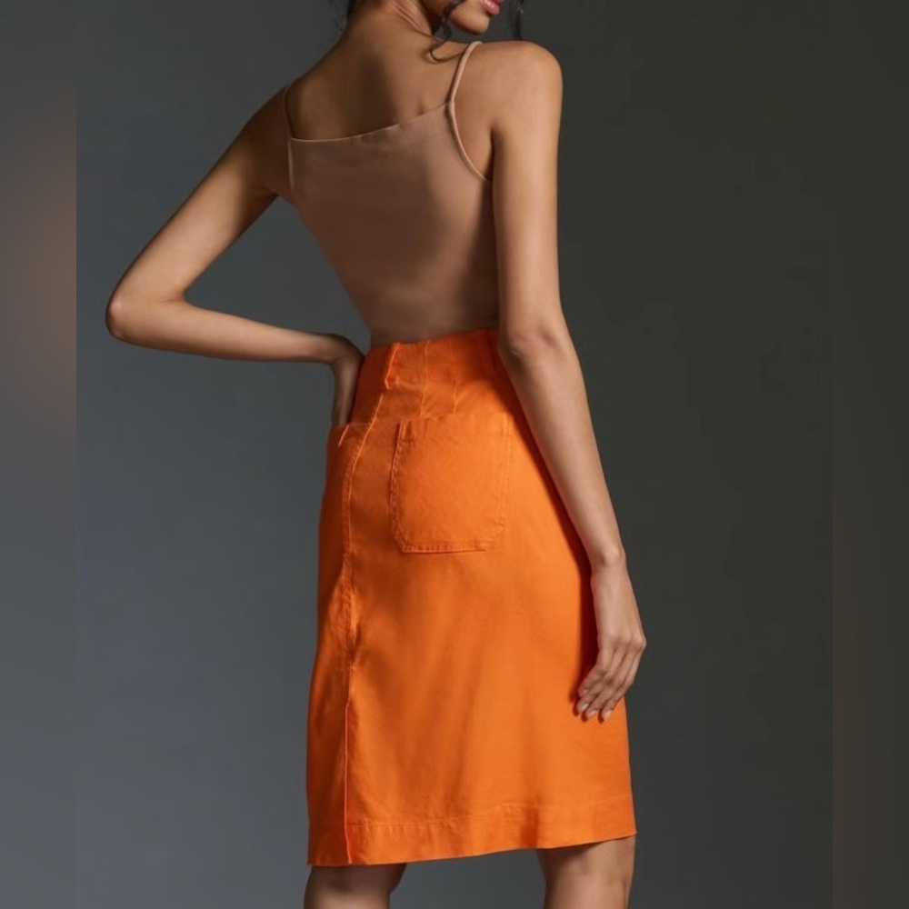 Maeve Orange Pencil Skirt - Picture 2 of 11